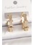 Pirinç Gold Renk Zirkon Taşlı Halka Model Kadın Küpe - TJ-BKP10372 1