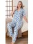 Alissa 6275 Kadın Mavi Kalp Desenli Patlı Pijama Takımı 1