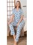 Alissa 6275 Kadın Mavi Kalp Desenli Patlı Pijama Takımı 2