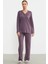 Sementa 76438 Yarım Düğmeli Cep Detaylı Pijama Takım 4