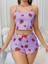 Arias Closet Pamuklu Lila Üstüne Çilek Desen Fitilli Askılı Şortlu Pijama Takımı 2