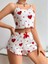 Arias Closet Pamuklu Beyaz Üstüne Kırmızı Kalp Desenli Askılı Şortlu Pijama Takımı 1