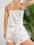 Arias Closet Pamuklu Beyaz Üstüne Çiçek Desen Fırfır Askılı Şortlu Pijama Takımı 3