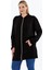Büyük Beden Kapşonlu Boydan Fermuarlı Cepli Yumuşak Dökümlü Kumaş Tunik Form Sweatshirt 1