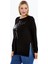 Büyük Beden Breathe Baskılı Fermur Yırtmaç Detaylı Yumuşak Dökümlü Kumaş Reglan Kol Sweashirt 1