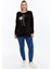 Büyük Beden Breathe Baskılı Fermur Yırtmaç Detaylı Yumuşak Dökümlü Kumaş Reglan Kol Sweashirt 3