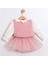 Yaka Detaylı Ponpon Yelekli Tül Etekli Sugar Pembe 3lü Takım Kız Bebek 3