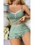Kadın Yeşil Dantel Detaylı Şortlu Gecelik Pijama Takımı 5014 2