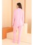 Pembe Çizgili Önden Düğmeli Pijama Takım 1