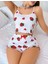 Kadın Beyaz Çilek Desenli Şortlu Pijama Takımı 5053 3