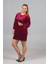 Maksimum Şıklık Kolyeli Büyük Beden Bordo Kadife Tunik 4