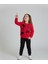 Minnie Mouse Baskılı ve Fiyonk Detaylı Kırmızı 3 İplik Şardonlu Sweatshirt Siyah Eşofman Altı Kız Çocuk Takımı 2