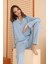 Mavi Çizgili Önden Düğmeli Pijama Takım 2