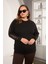 Büyük Beden Kolu Dantel Detay Bluz Siyah 1