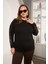 Büyük Beden Kolu Dantel Detay Bluz Siyah 6