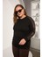 Büyük Beden Kolu Dantel Detay Bluz Siyah 7