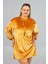 Maksimum Şıklık Kolyeli Büyük Beden Hardal Kadife Tunik 1