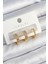 Pirinç Zirkon Taşlı Halka Model Gold Renk 3'lü Çift Kadın Küpe Set 1