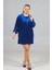 Maksimum Şıklık Kolyeli Büyük Beden Mavi Kadife Tunik 3
