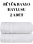 Beyaz 2'li Set Büyük Boy Banyo Havlusu Duş Vücut Havlusu Yumuşak %100 Pamuk Çizgi Desenli 1
