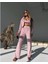 Kadın Crop Bralet Ipek Kadife Eşofman Takımı 3'lü Pembe 3
