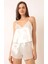 Ekru Saten Şortlu Pijama Takımı 1