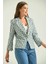 Kadın Blazer Desenli Bel Boy Blazer Ceket Mint - T027 1