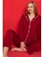 Kadın Bordo Gömlek Yaka Uzun Kollu Pijama Takımı 1