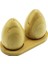 2 Pcs - Yumurta Modeli Ahşap Bambu Tuzluk - Baharatlık Ahşap Standlı (5047) 1