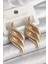 Pirinç Gold Renk 3 Sıra Dalga Model Kadın Küpe 1