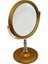 Taş Saplı Yuvarlak 7 Inç= Çap:17.5cm Makyaj Aynası Çift Taraflı Bronz - Gümüş Pls.çerçeve Sabit Ayak (5047) 1