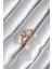 Pirinç Gold Renk Pembe Zirkon Taş Kalp Charm Model Kadın Yüzük 1