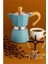 Italyan Moka Pot - 6061 Saf Alüminyum Ahşap Saplı - 3 Kişilik Mavi 2