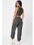 Kadın Antrasit Gri Kaşkorse Cepli Jogger Eşofman Altı ve Crop Top Bluz 2