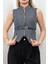 Hakim Yaka Çizgili Denim Yelek 9134 2