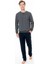 Erkek Antrasit Renk Uzun Kollu Bisiklet Yaka Düz Paça Pijama Takımı C3T3N981 1