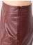 Bordo Deri Görünümlü Normal Bel Mini Etek 5