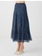 Lacivert Yüksek Bel Puantiyeli Uzun Etek 4