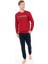 Erkek Bordo Renk Uzun Kollu Bisiklet Yaka Lastikli Paça Pijama Takımı C8T2N981 1