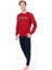 Erkek Bordo Renk Uzun Kollu Bisiklet Yaka Lastikli Paça Pijama Takımı C8T2N981 2