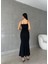 Ithal Krep Kumaş Ince Askılı Düğme Detay Elbise 582053 Siyah 4