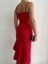 Ince Askılı Etek Ucu Asimetrik Volanlı Scuba Kumaş Abiye Elbise 581708 Kırmızı 4