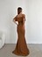 Yakasi Kat Detayli Maxi Boy Abiye ve Mezuniyat Elbisesi 582587 Kahverengi 4