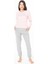 Kadın Pembe Renk Uzun Kollu Bisiklet Yaka Lastikli Paça Pijama Takımı C7T1N102 1