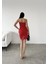 Yırtmaç Detaylı Scuba Kumaş Kadın Mini Elbise 582886 Kırmızı 3