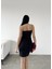 Yırtmaç Detaylı Scuba Kumaş Kadın Mini Elbise 582886 Siyah 4