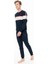 Erkek Lacivert Renk Uzun Kollu Bisiklet Yaka Renk Bloklu Lastikli Paça Pijama Takımı C6T3N981 2