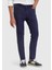 Lacivert Düz Dokuma Slim Fit Casual Keten Karışımlı Pantolon 2