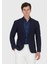 Lacivert Düz Shirt Shoulder Slim Fit Pamuk Karışımlı Örme Ceket 1