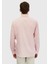 Pembe Düz Casual Fit Dokuma Casual %100 Pamuk Gömlek 2